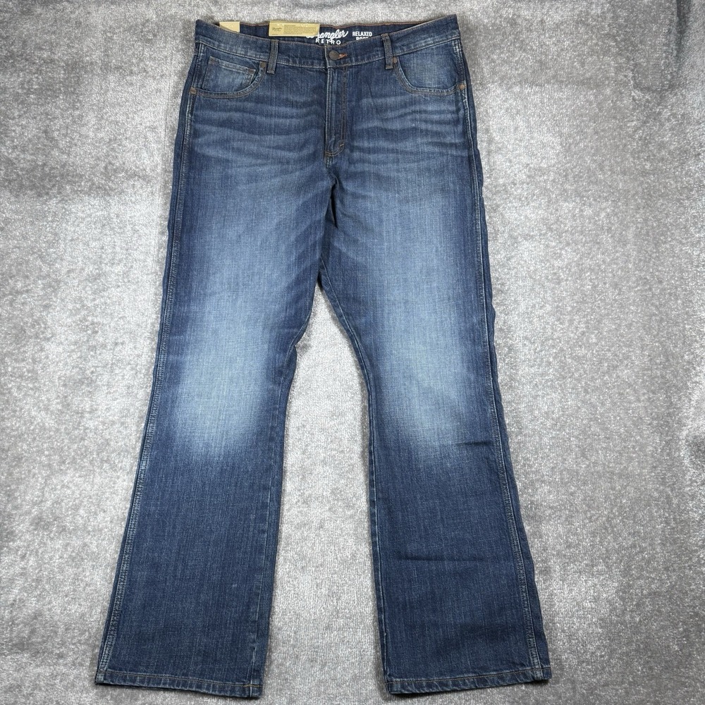 NWT Wrangler Retro Jeans Men's 38x34 Blue Denim Relaxed Boot Western Cowboy